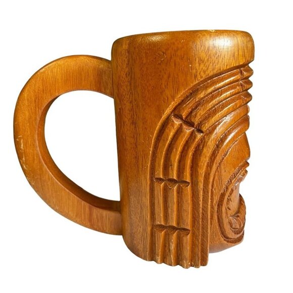 Vintage Hawaiian Wooden Tiki Mug Souvenir From Waikiki By Aloha Treasures - Picture 5 of 11